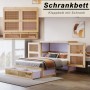 okwish Schrankbett 140x200cm mit Stauraumschubladen Wandbett Jugendzimmer Natur ohne Matratze_6