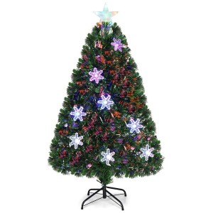 Costway Weihnachtsbaum & Glasfaser-Farbwechsler und Sternspitze 120cm