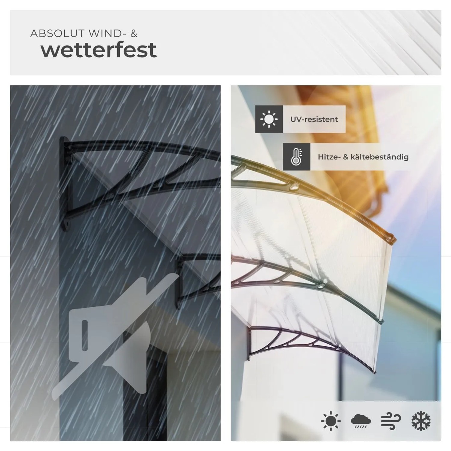 Tectake Vordach  In Bogenform Wetterfest  93 x 300 x 0 50 cm Transparent_7