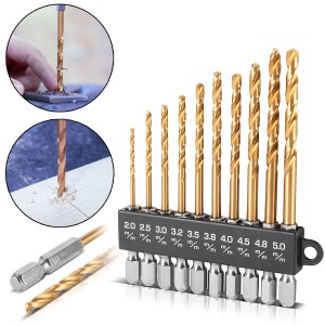 STAHLWERK Spiralbohrer Set, 10-teilig (2-5mm) mit Sechskant-Schaft. Universalbohrer für Metall, Holz & Kunststoff.