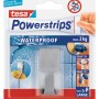 Tesa Waterproof Klebehaken aus Edelstahl mit Powerstrips für Bad & Küche, bis 2 kg.