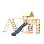 Karibu Spielturm Lotti mit Rutsche, Schaukel, Kletterwand und Leiter aus Holz.