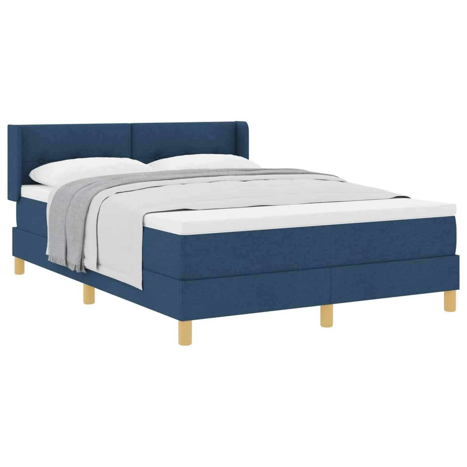 vidaXL Boxspringbett mit Matratze Blau 200 x 140 cm Polyester 3341299
