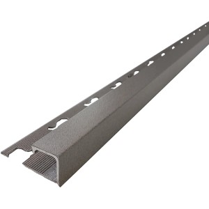 Arcansas Quadrat Profil Fliesenschiene aus Aluminium, pulverbeschichtet in Zement-Optik.