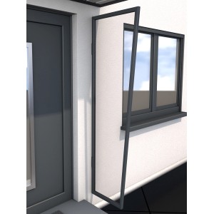 Gutta Seitenblende B1 Acryl klar, anthrazit, 200x60x45 cm, für Vordächer als Wind- und Wetterschutz.