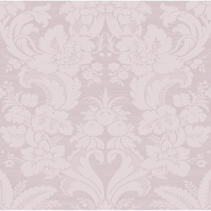 Laura Ashley Vliestapete Martigues in Violett mit floralem Damastmuster.