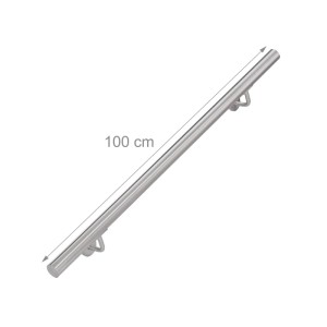 Relaxdays Rundhandlauf Edelstahl Silber 100 cm 38 mm Durchmesser für Wandmontage