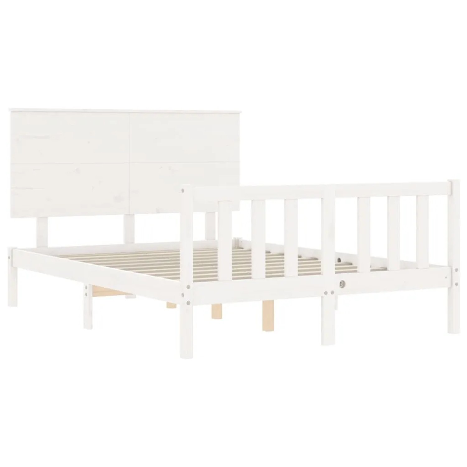 vidaXL Massivholzbett mit Kopfteil Weiß 3193372