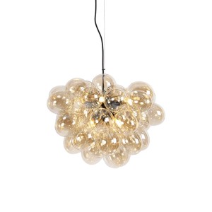 QAZQA Art Deco Hängelampe Schwarz mit Glas 8-Licht Uvas