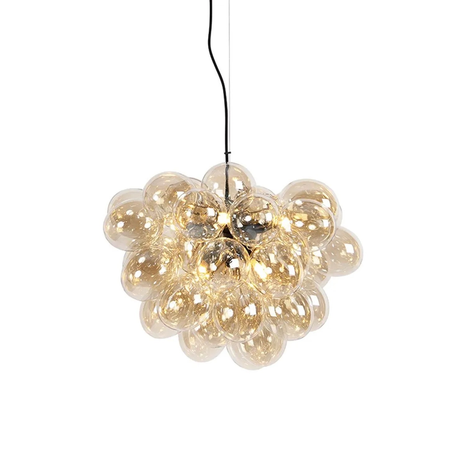 QAZQA Art Deco Hängelampe Schwarz mit Glas 8-Licht Uvas
