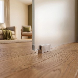 Doorlegro Glasschiebetür Curve 1-flügelig 1.025 mm x 2.050 mm Edelstahl