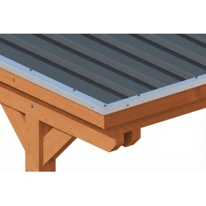 Skan Holz Carport Emsland Caravan Stahl-Dachplatten 402 cm x 846 cm Eiche Hell