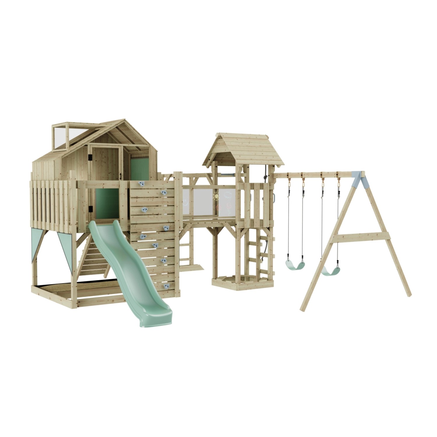 OutdoorToys Spielturm Knut mit Kinderschaukel Mintgrün günstig online kaufen