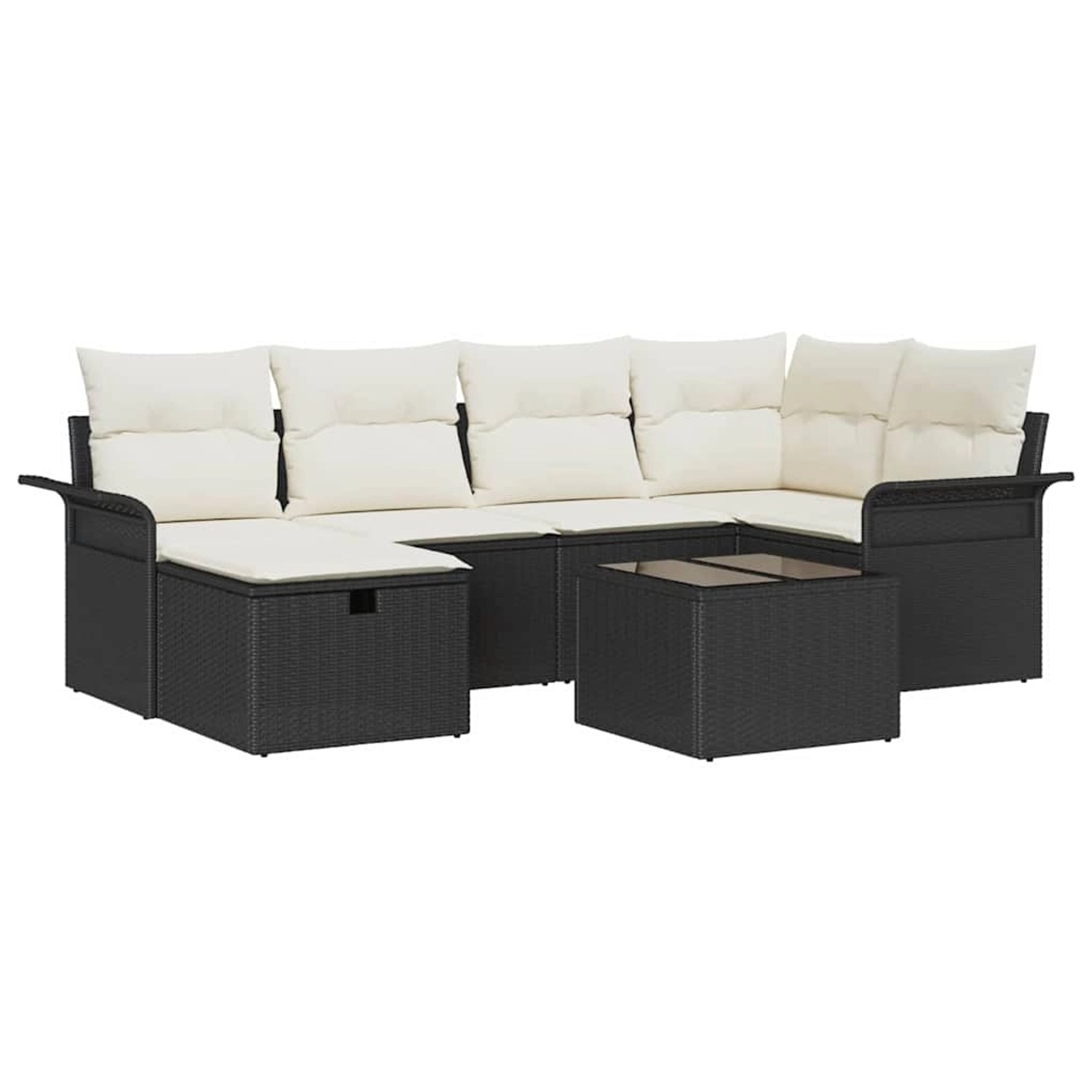 vidaXL Garten-Sofa-Set mit Kissen 7-Tlg Schwarz Poly Rattan 3360218 günstig online kaufen