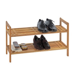 Wenko Schuhregal aus Holz, 2 Ablagen für ca. 6 Paar Schuhe, stapelbar.