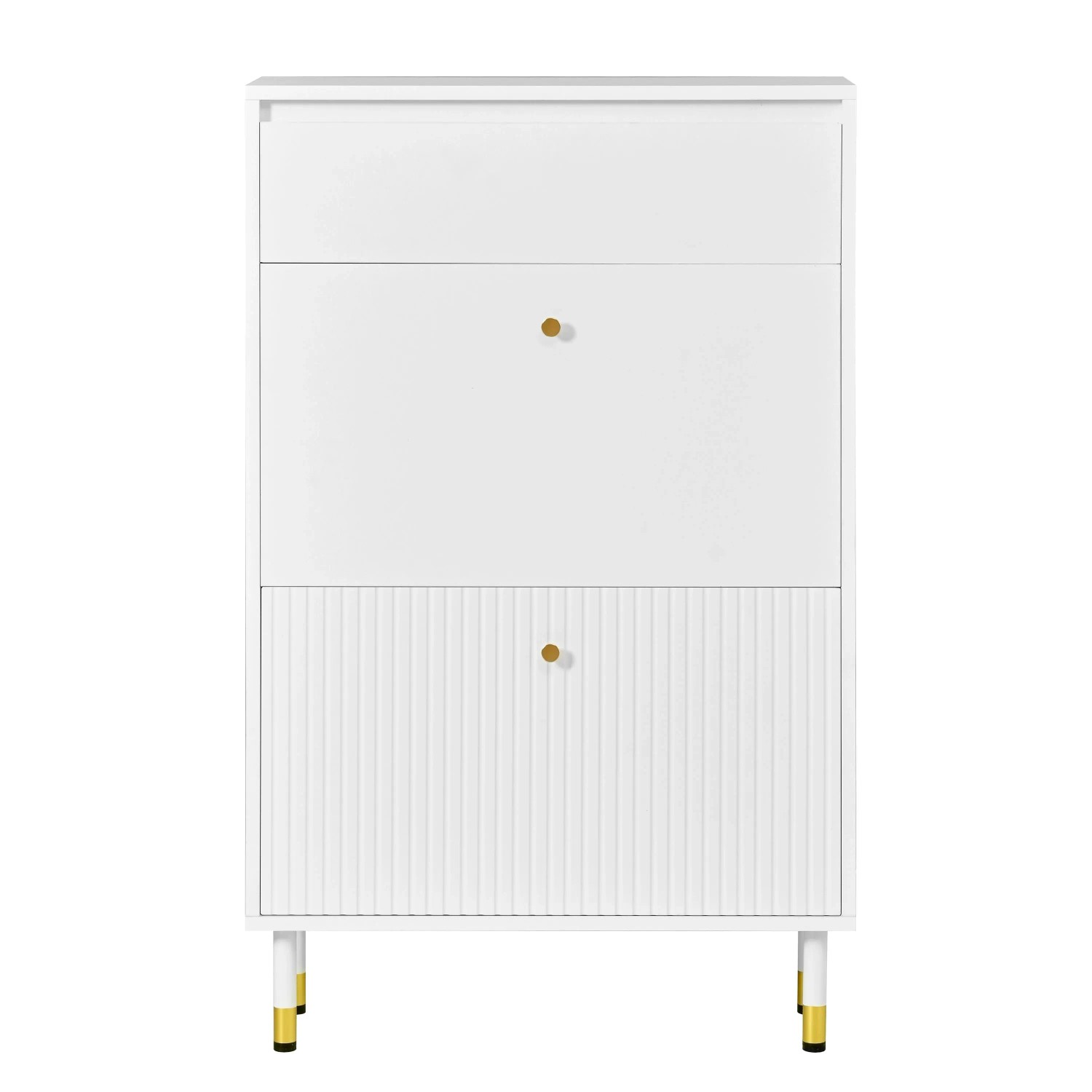 Merax Schuhschrank Schmal Wellenfront Metallfüße MDF
