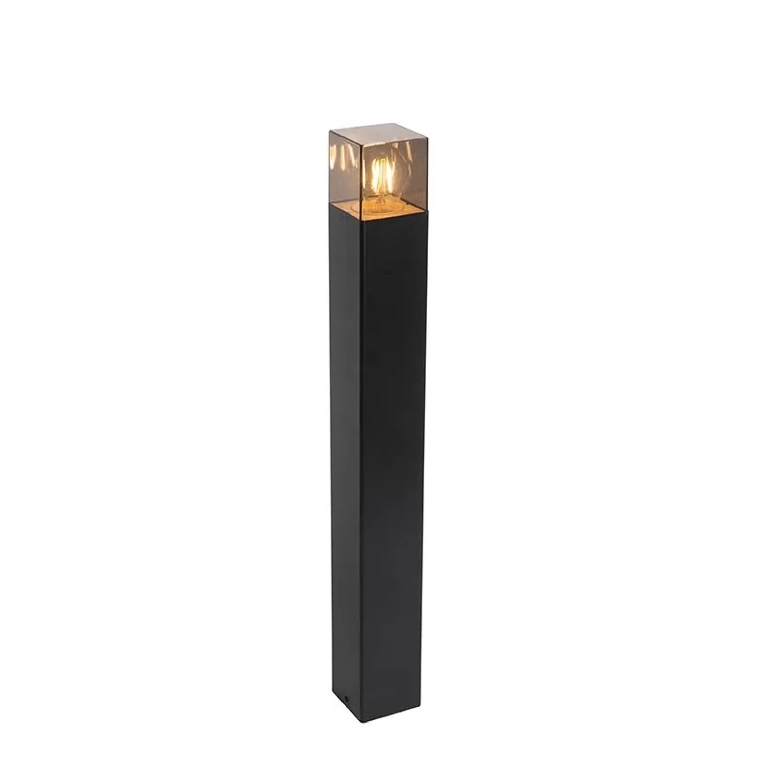 QAZQA Außenstehlampe Schwarz 70 cm IP44 mit Rauchglas Dänemark