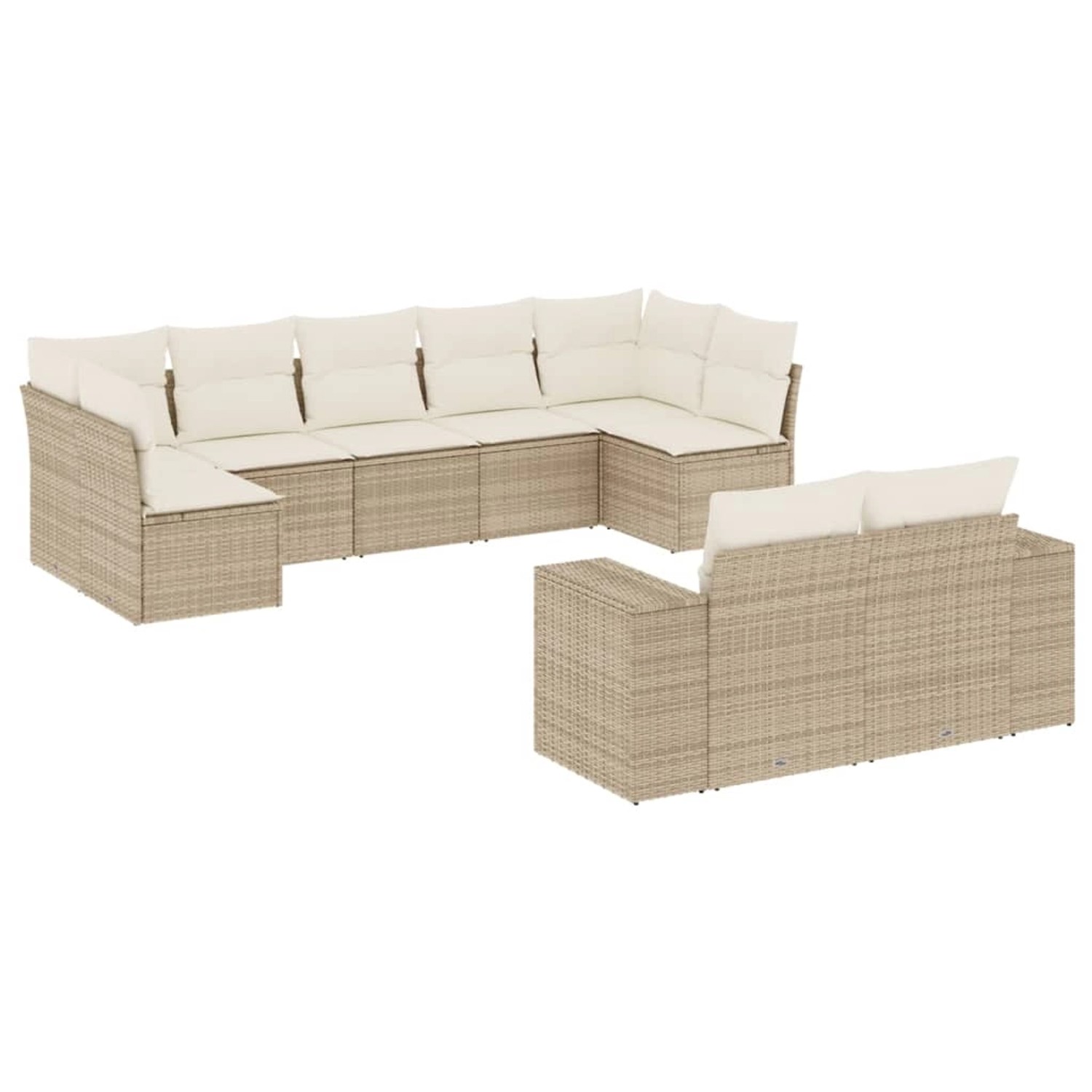 vidaXL 9-Tlg Garten-Sofagarnitur mit Kissen Beige Poly Rattan 3255355 günstig online kaufen