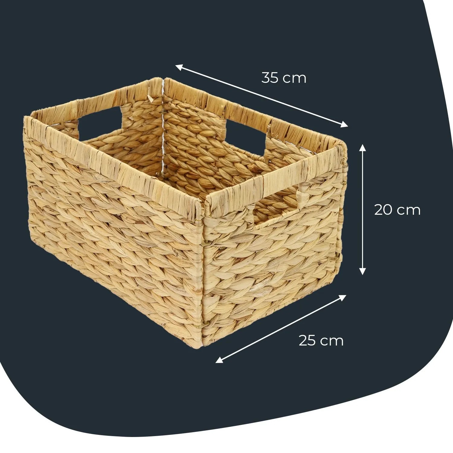 HMF 37249-S4 Aufbewahrungskorb Korb Wasserhyazinthe 4er Set Billy 35 x 25 x 20 cm_3