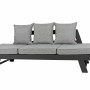 Graues Funktionssofa Donna für den Garten mit verstellbaren Sitzelementen und Aluminiumgestell.