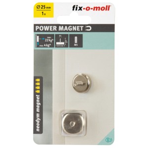 Fix-o-moll Topfmagnet Neodym, 25mm, mit Gewindebolzen zum Fixieren von Zubehör, aus der Kategorie Haushaltshelfer.