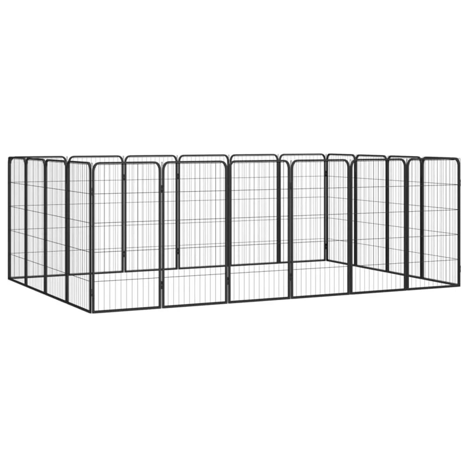 vidaXL 20 Tlg Hundelaufstall Schwarz 50x100cm Stahl Pulverbeschichtet 3115961