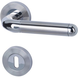 Alpertec Rosetten-Garnitur Solid 4, Edelstahl matt/poliert, Türbeschlag für Zimmertüren.