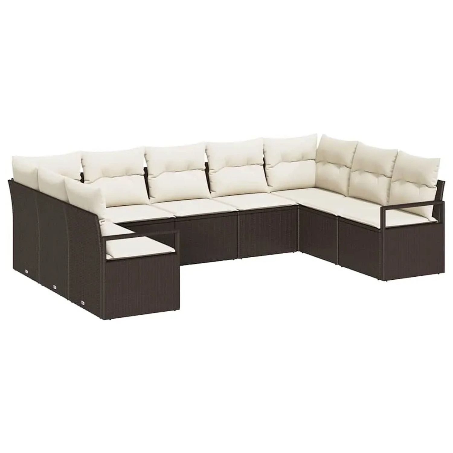 vidaXL Gartensofa-set mit Kissen 9-Tlg Braun und Weiß Poly-Rattan 3355207 günstig online kaufen