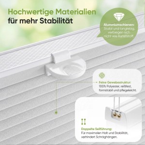 SALCAR Wabenplissee Thermo Plissee Klemmfix ohne Bohren Verspannt Verdunkelnd Blickdicht Weiß 100x120cm für Fenster und Tür Sonnenschutz Hitzeschutz