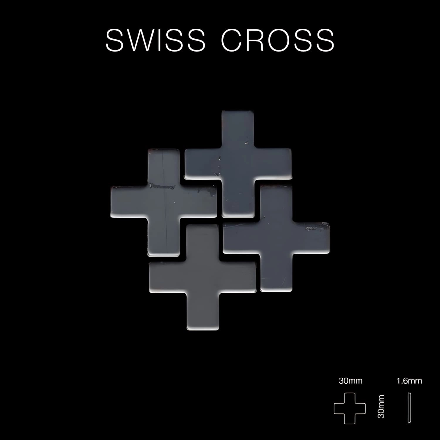 Graue Mosaikfliesen aus Rohstahl im Swiss Cross Design, gewalzte Oberfläche. Ideal für Wand- und Bodengestaltung.
