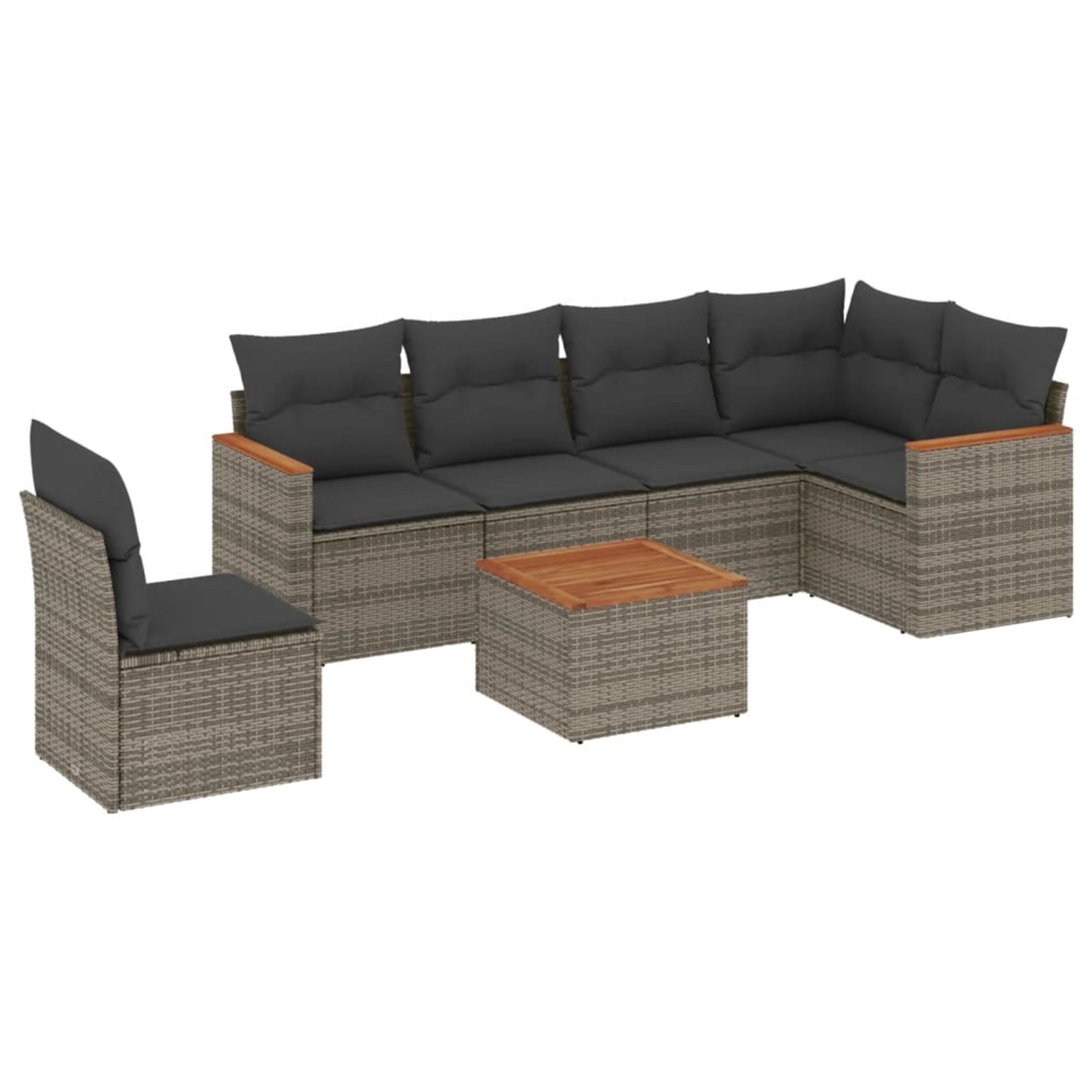 vidaXL 7-Tlg Garten-Sofagarnitur mit Kissen Grau Poly Rattan 3226025 günstig online kaufen