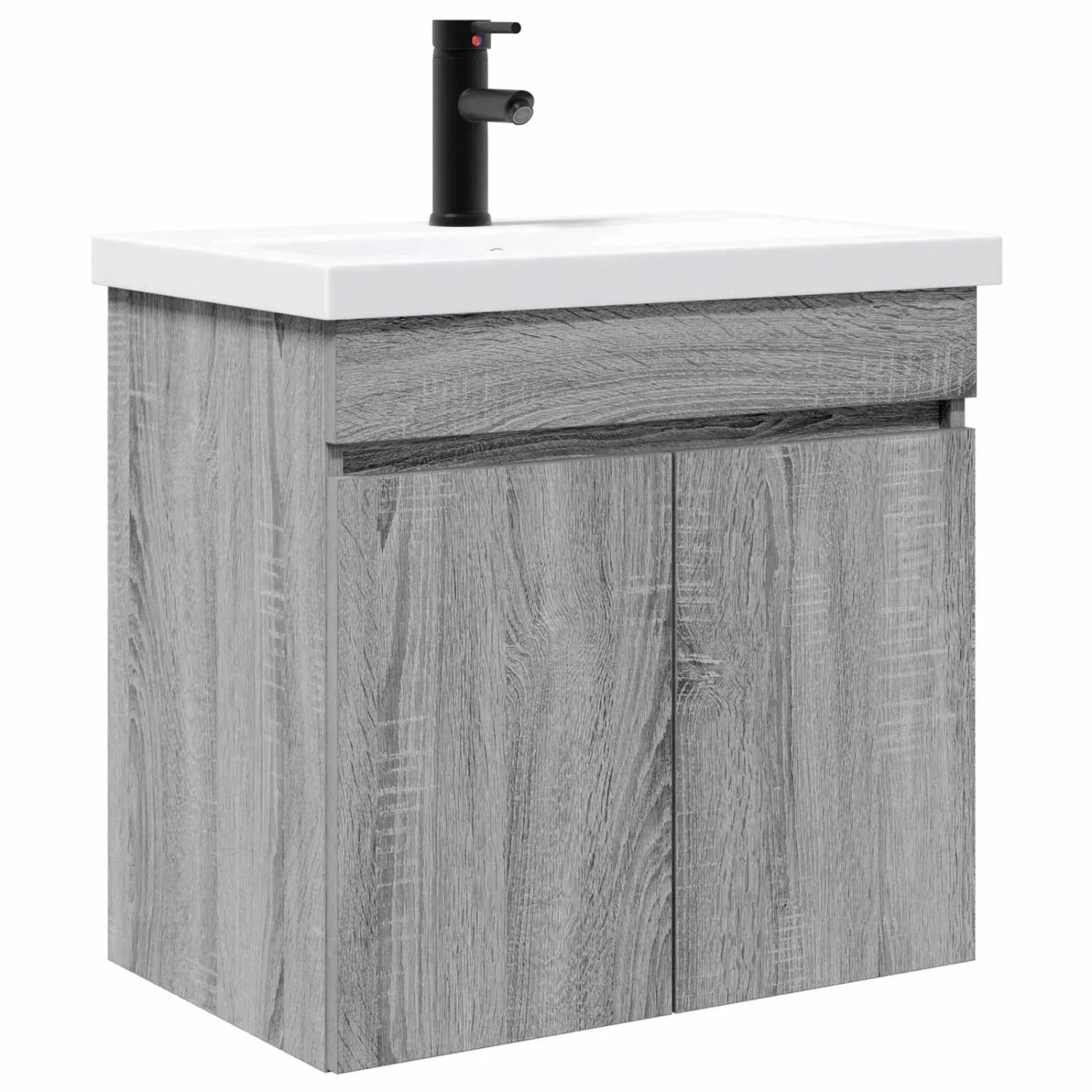 vidaXL Badezimmer Waschtischunterschrank mit Wasserhahn Grau Sonoma 889542