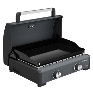 Campingaz Plancha Sigma 2 Cook Gasgrill mit emaillierter Gussplatte und Deckel.