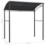 Anthrazitfarbener BBQ-Pavillon (215x150x220 cm) aus Stahl mit Haken für Grillzubehör.