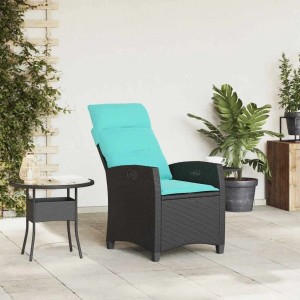 vidaXL Gartensessel mit Beistelltisch Verstellbar Schwarz Poly Rattan 4108274