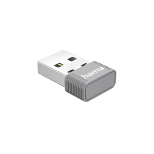 Kompakter Hama USB-Stick AX900 Nano-WLAN 2.4/5 GHz, silber-grauer Dualband WLAN Adapter für Computer.
