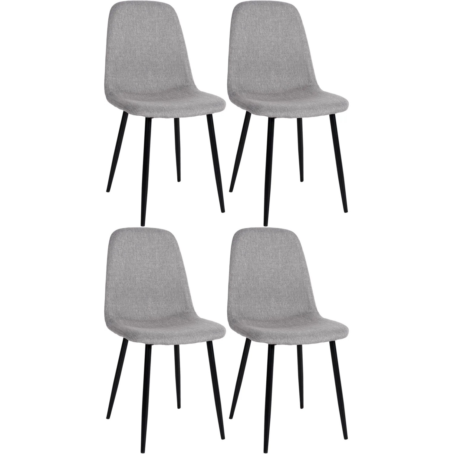 DELUKE Esszimmerstühle 4er Set MOVI Hellgrau Stoff Metall 88x44x51cm Strapazierfähig Küchenstühle Wohnzimmerstühle