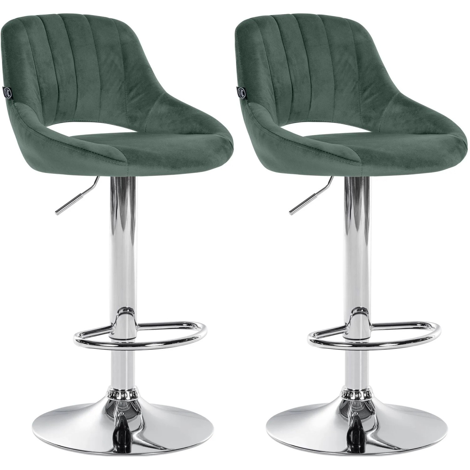DELUKE 2er Set Barhocker SEGAD Samt Grünfarbig 47x48x85cm Silber Barstuhl Mit Lehne Tresenhocker Tresenstuhl