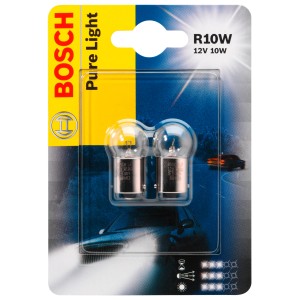 Bosch GLL Pure Light R10W, 2er-Pack Autolampen für Anzeigen- und Kennzeichenbeleuchtung.