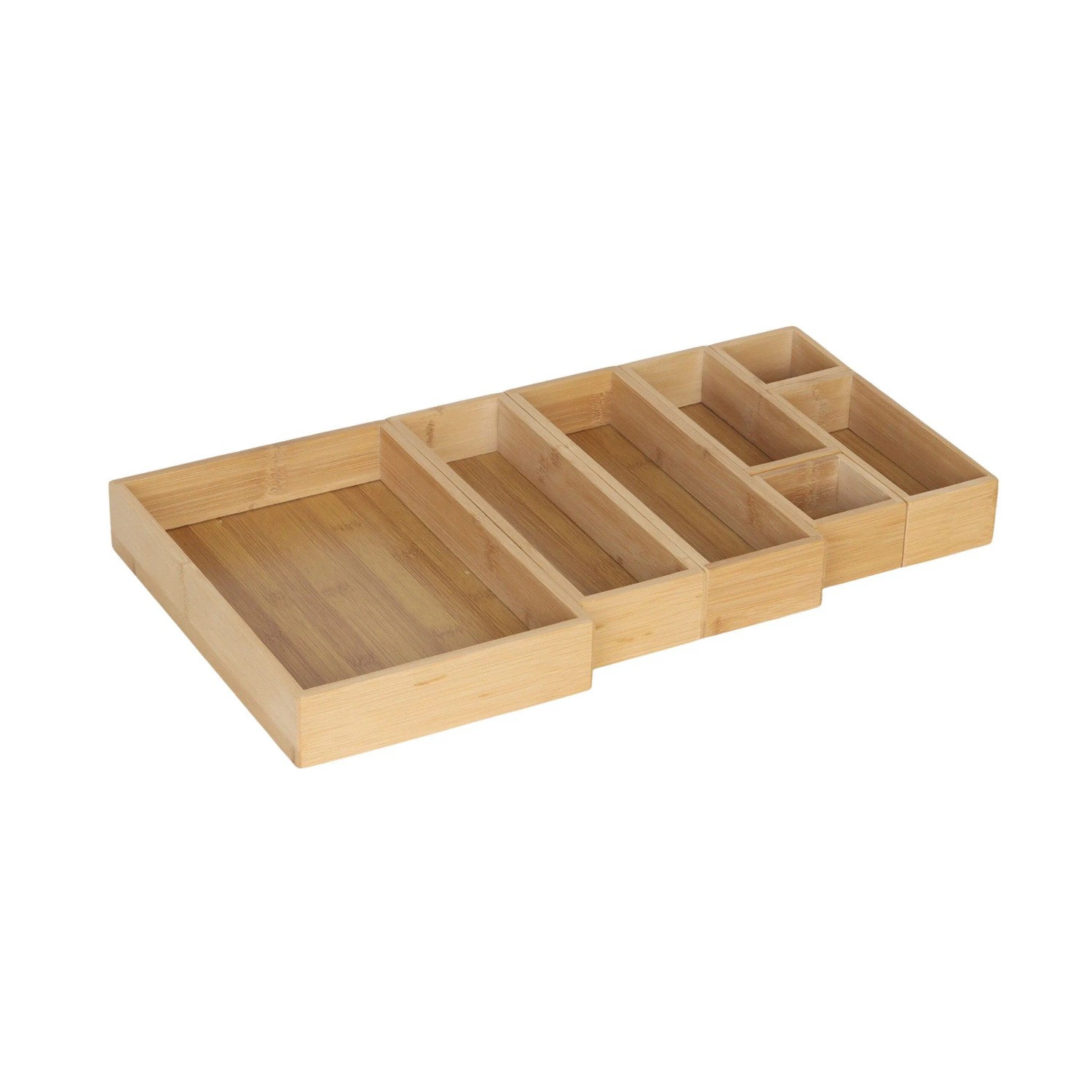 Relaxdays Schubladen Ordnungssystem Bambus Natur 7-teilig 28 cm x 19,5 cm x 5 cm 1,1 kg