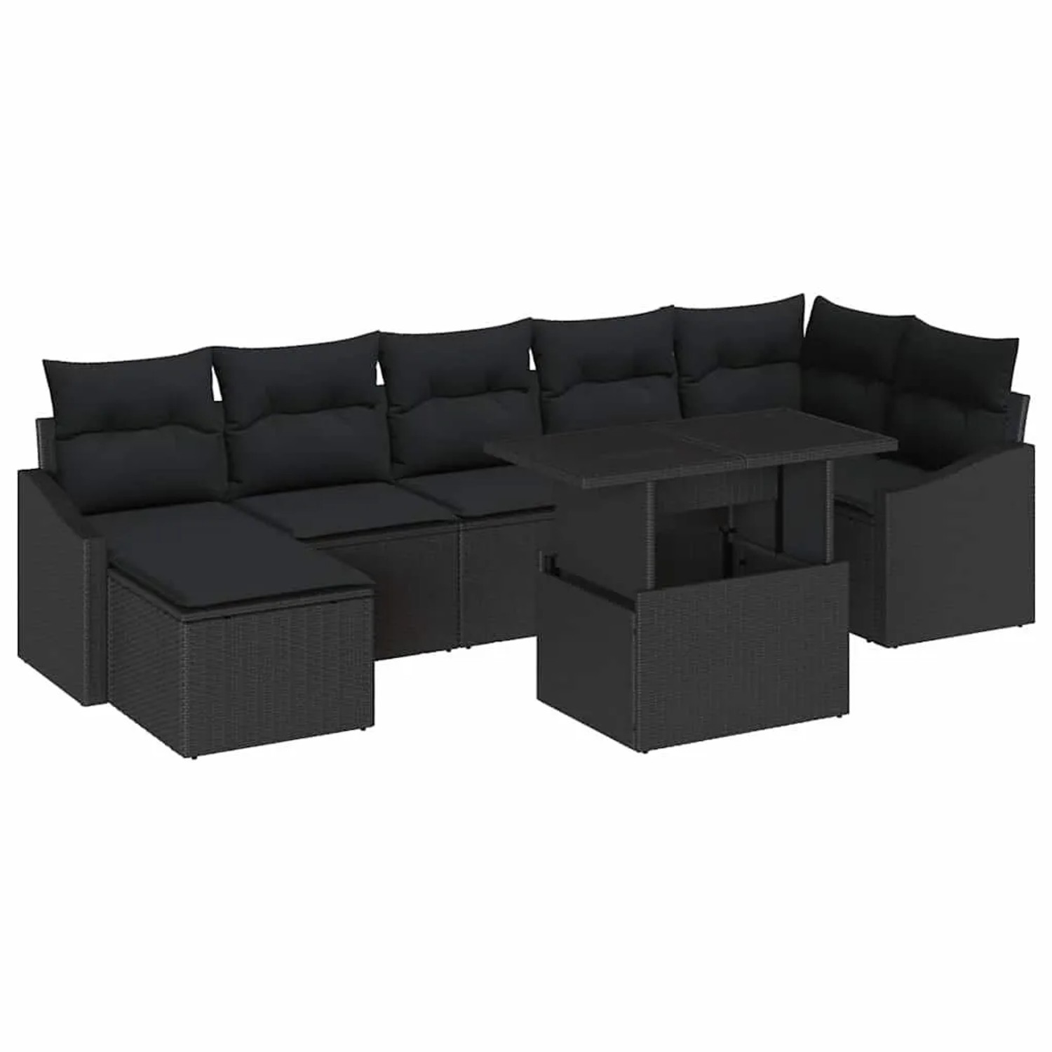 vidaXL Gartensofa-set mit Kissen 8-Tlg Schwarz Poly-Rattan 3349049 günstig online kaufen