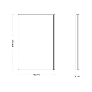 Technische Zeichnung des Jokey Leuchtspiegels LTS-05 LED, 60x40 cm, in Weiß mit Maßangaben.