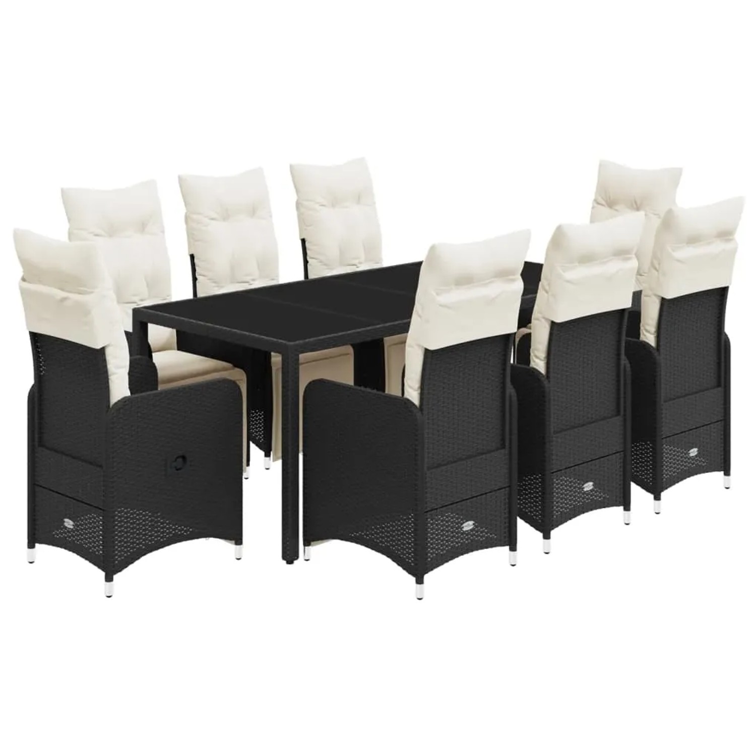vidaXL 9-tlg Garten-Bistro-Set mit Kissen Schwarz Poly Rattan Modell 8 günstig online kaufen