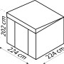 Skizze: Pergart Gerätehaus Lübeck 88, anthrazit, mit Maßangaben. Gerätehäuser für den Garten.