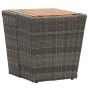 Grauer vidaXL Beistelltisch aus Rattan mit Akazienholzplatte, 41,5x41,5x43 cm.