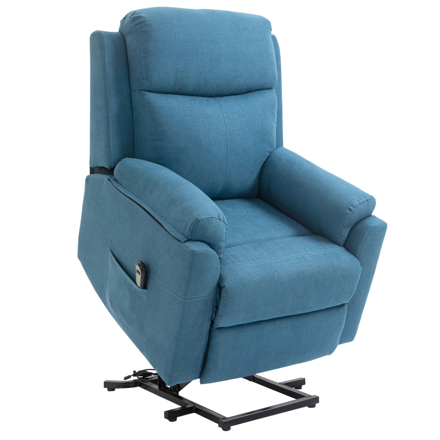 HOMCOM Aufstehsessel Leinenartiges Polyester Metall Schaumstoff Blau