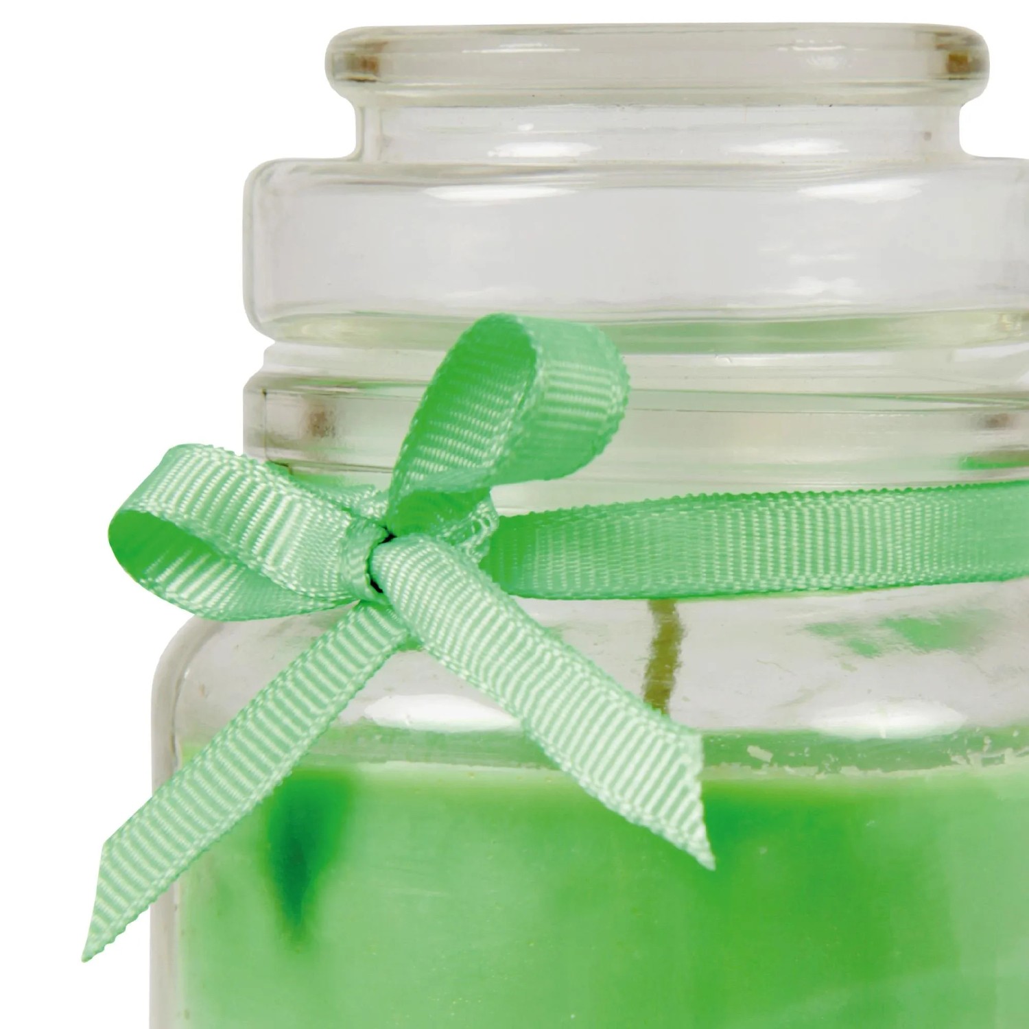 Grüne HS Candle Duftkerze im Glas mit Schleife, Ostermotiv Hase & Ei, 30h Brenndauer.