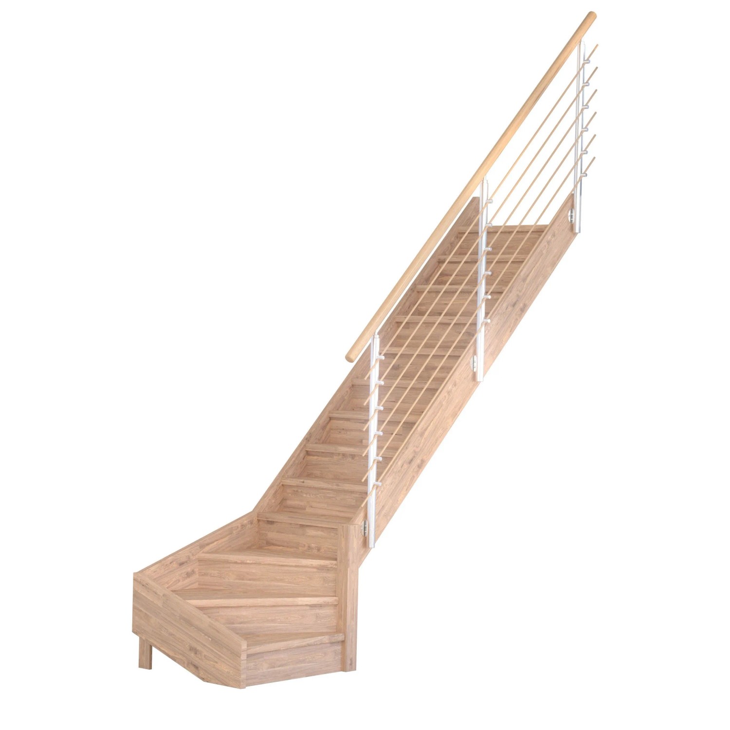 Treppe Mykonos Pro Eiche Gew. R 90 cm Setzstufen Design-Geländer-Holz FSC® günstig online kaufen