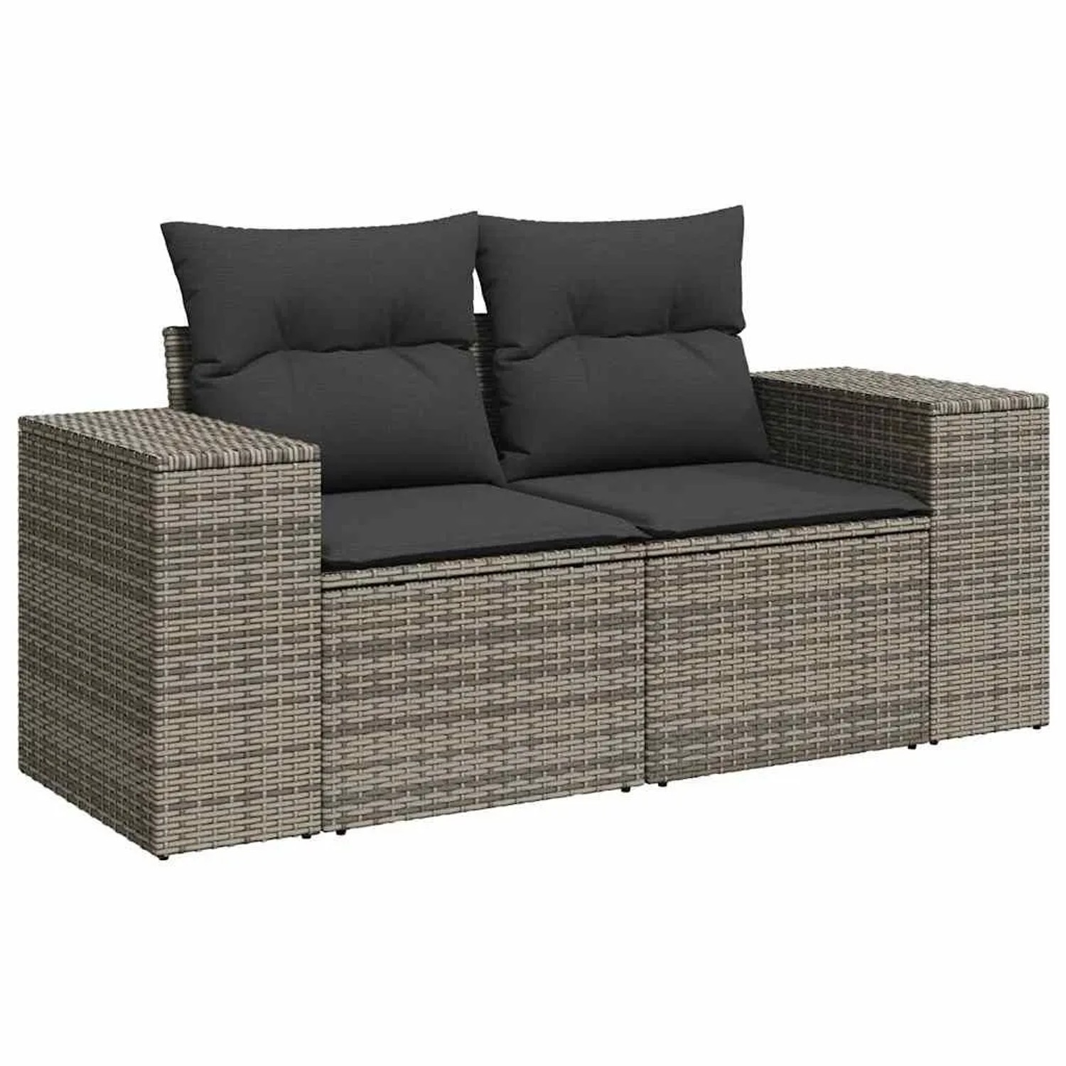 vidaXL Gartensofa 2-Sitzer mit Kissen Grau Poly Rattan 366125 günstig online kaufen
