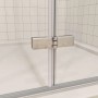 Detailaufnahme: AICA Falttür Duschkabine mit Chrom-Beschlägen und ESG-Glas. Eckdusche.